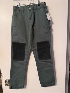 PacSun Green kids Utility cargo Pants with Corduroy Knee Panels size 12
